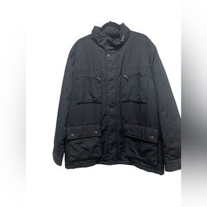 Men’s Size 48 GEOX Respira Black Zip & Button Up Four Pocket Hooded Jacket